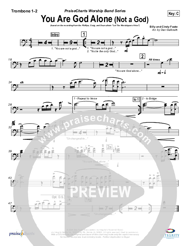 You Are God Alone Trombone 1/2 (Phillips Craig & Dean)