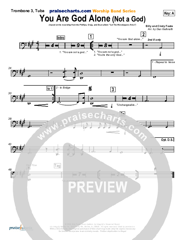 You Are God Alone Trombone 3/Tuba (Phillips Craig & Dean)