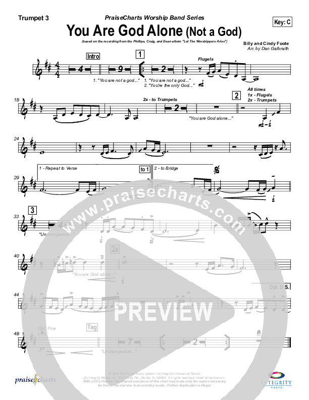 You Are God Alone Trumpet 3 (Phillips Craig & Dean)