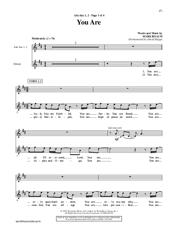 You Are Alto Sax 1/2 (Mark Roach)