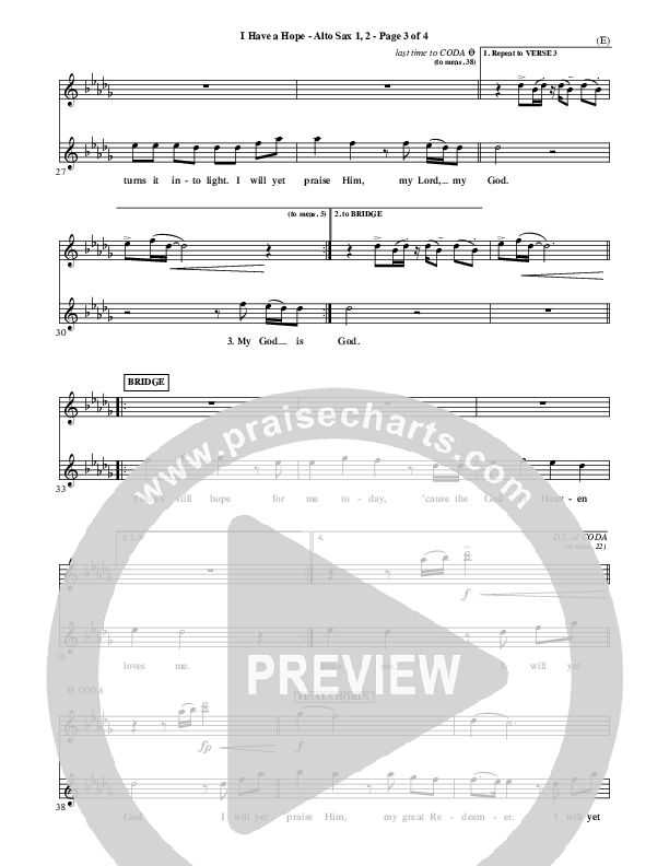 I Have A Hope Alto Sax 1/2 (Tommy Walker)