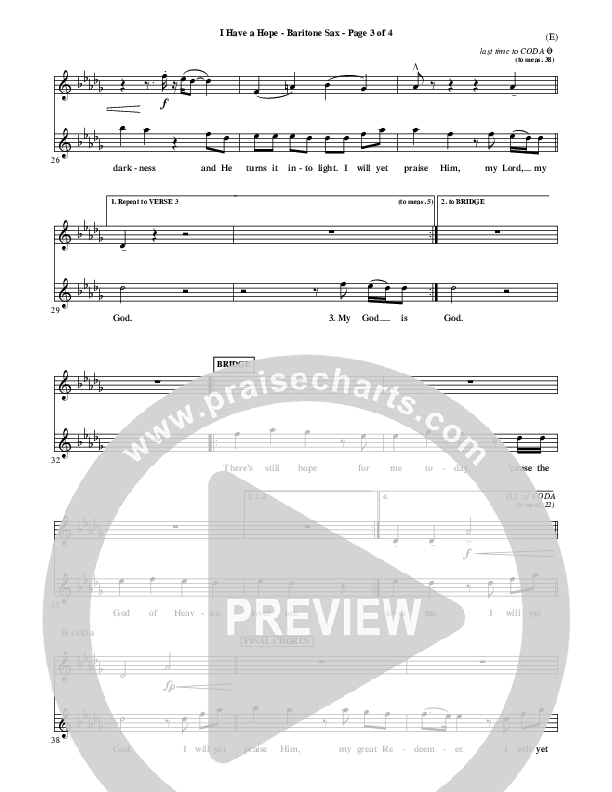 I Have A Hope Bari Sax (Tommy Walker)