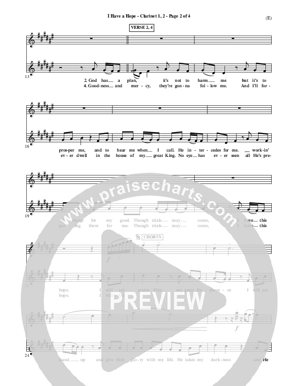 I Have A Hope Clarinet 1/2 (Tommy Walker)