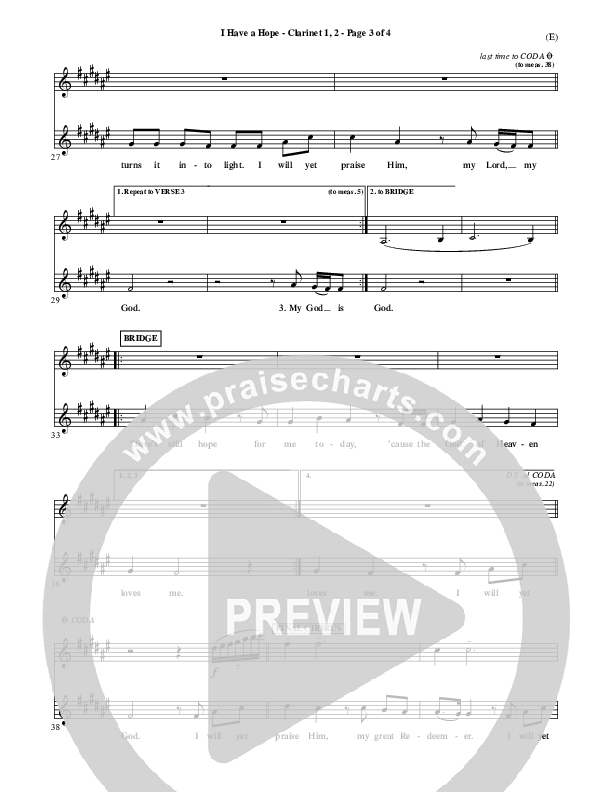 I Have A Hope Clarinet 1/2 (Tommy Walker)