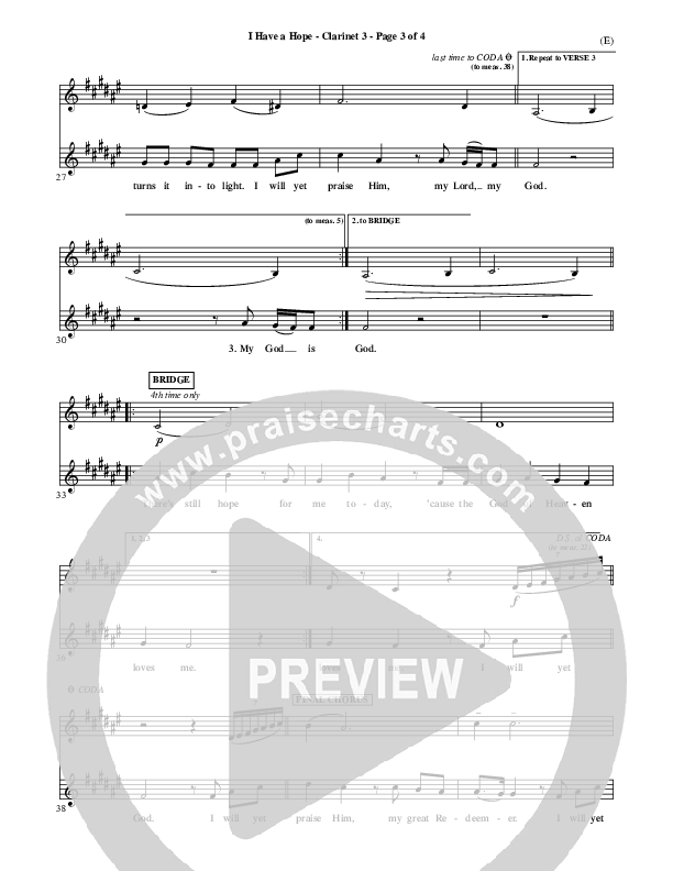 I Have A Hope Clarinet 3 (Tommy Walker)