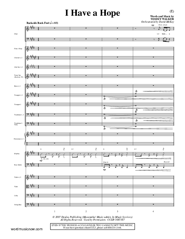 I Have A Hope Conductor's Score (Tommy Walker)