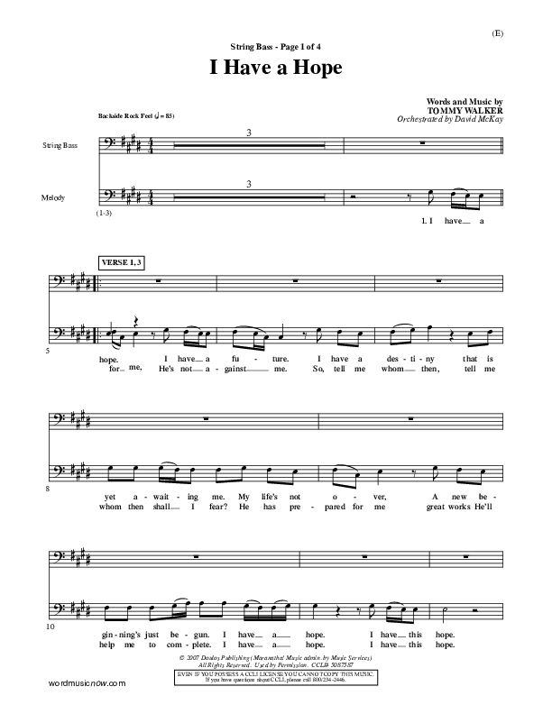 I Have A Hope Double Bass (Tommy Walker)