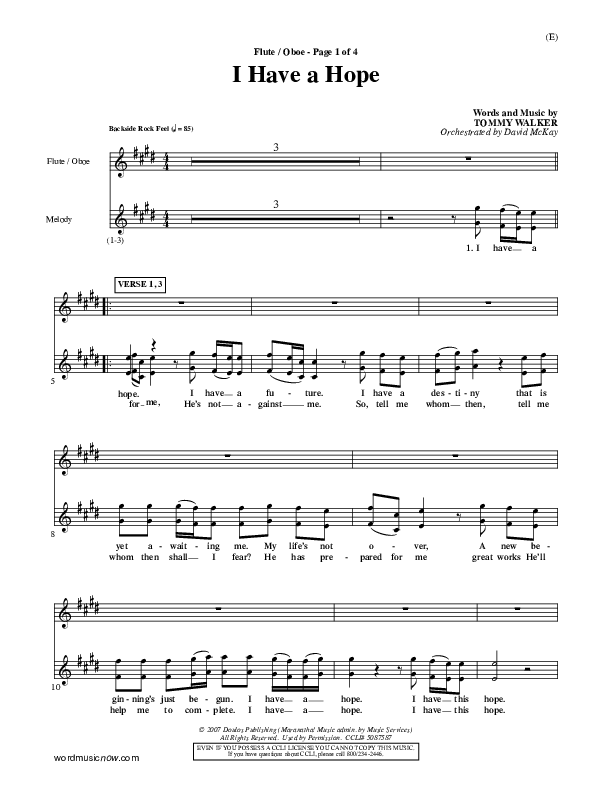 I Have A Hope Flute/Oboe (Tommy Walker)