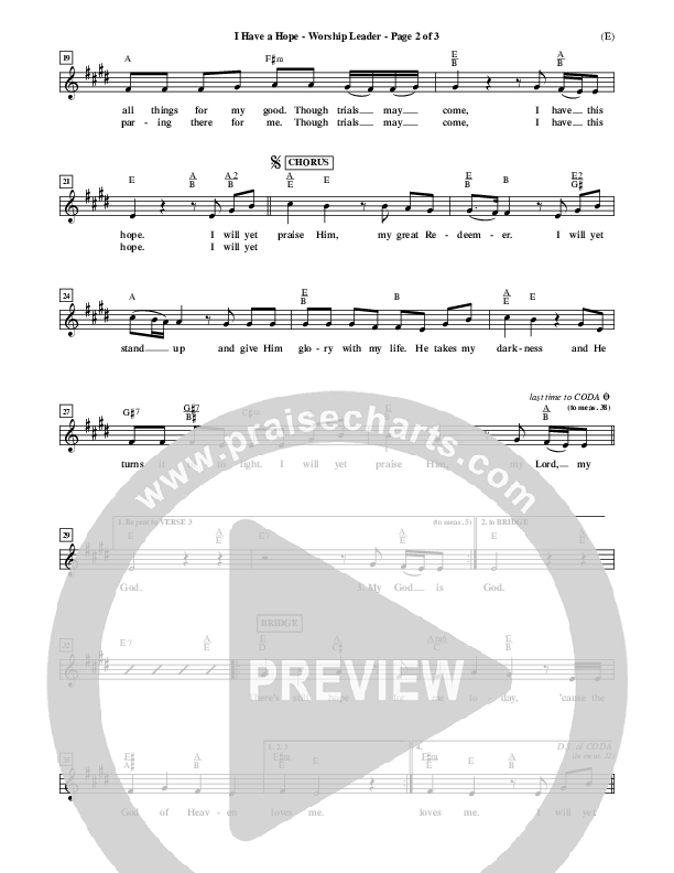 I Have A Hope Lead Sheet (Tommy Walker)