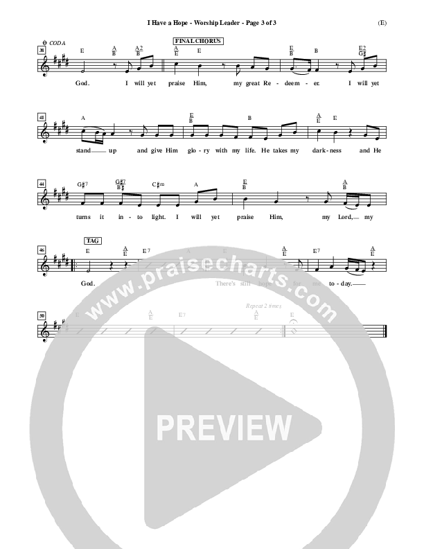 I Have A Hope Lead Sheet (Tommy Walker)