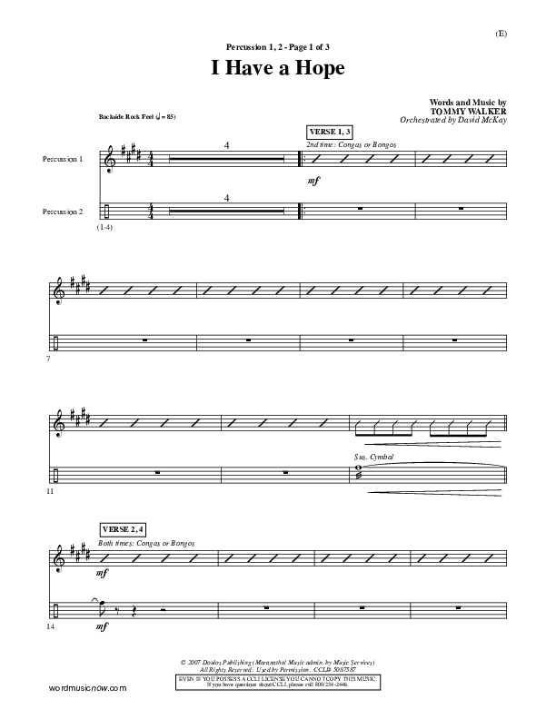 I Have A Hope Percussion 1/2 (Tommy Walker)