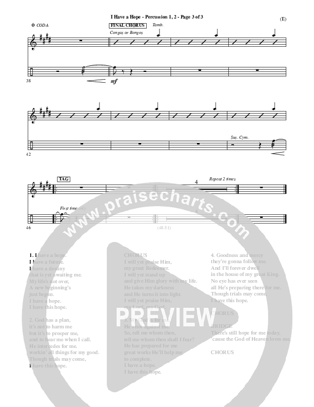 I Have A Hope Percussion 1/2 (Tommy Walker)