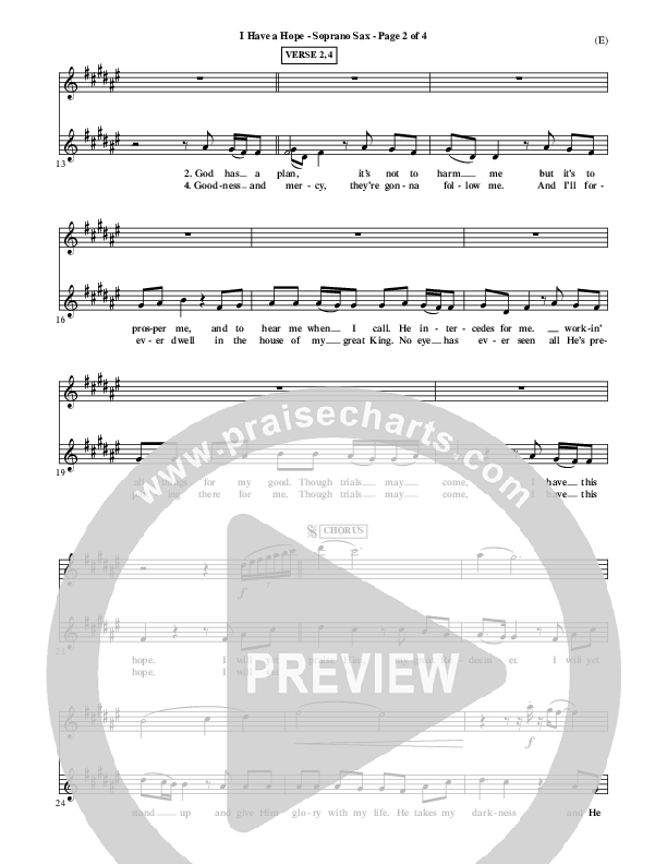 I Have A Hope Soprano Sax (Tommy Walker)