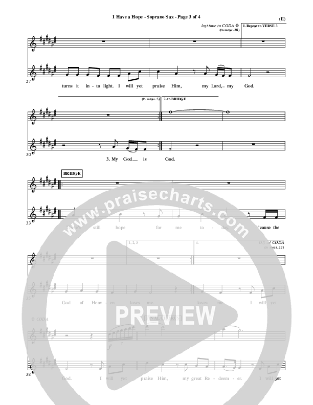 I Have A Hope Soprano Sax (Tommy Walker)