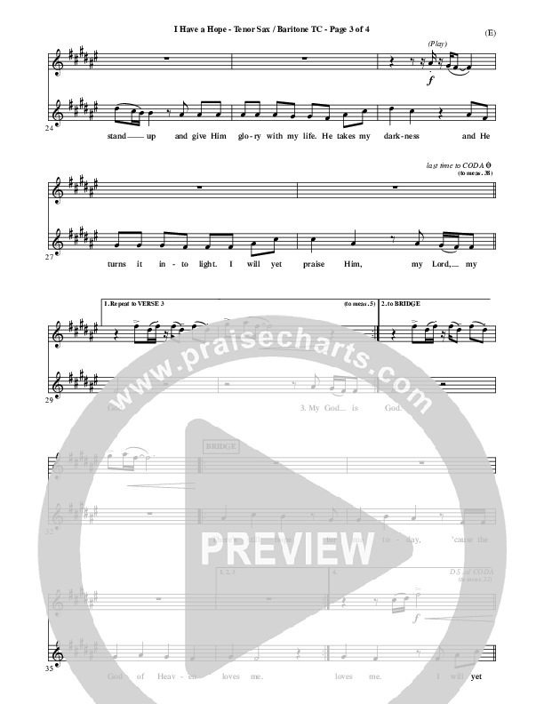 I Have A Hope Tenor Sax/Baritone T.C. (Tommy Walker)