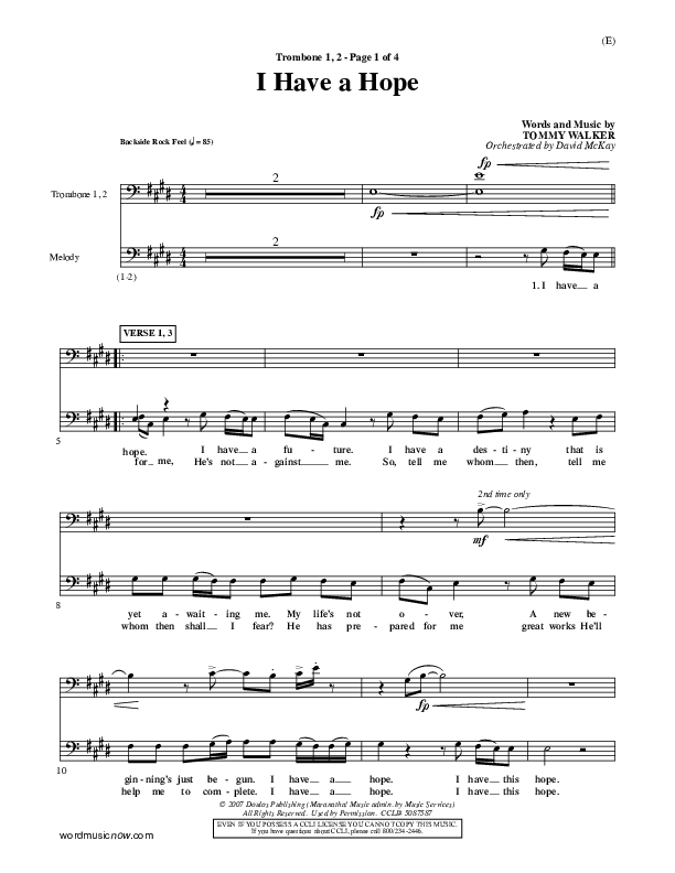 I Have A Hope Trombone 1/2 (Tommy Walker)