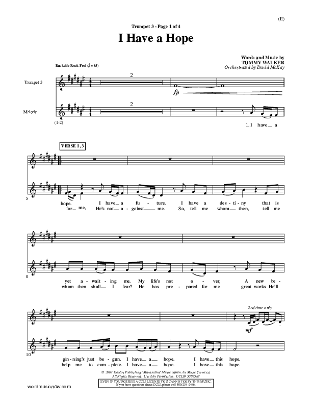 I Have A Hope Trumpet 3 (Tommy Walker)