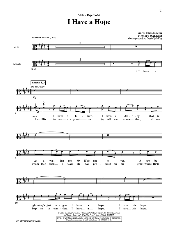 I Have A Hope Viola (Tommy Walker)