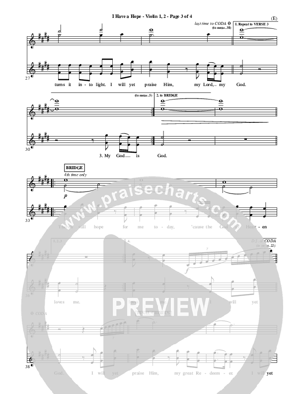 I Have A Hope Violin 1/2 (Tommy Walker)