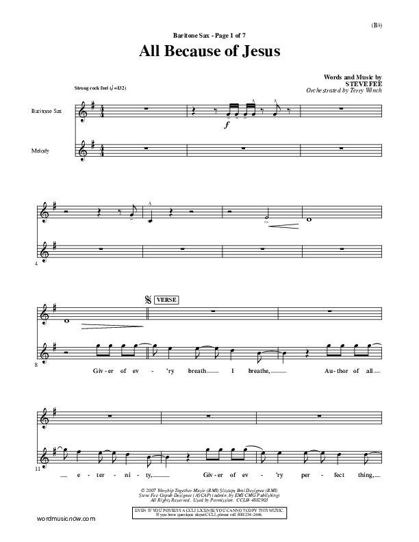 All Because Of Jesus Bari Sax (FEE Band)