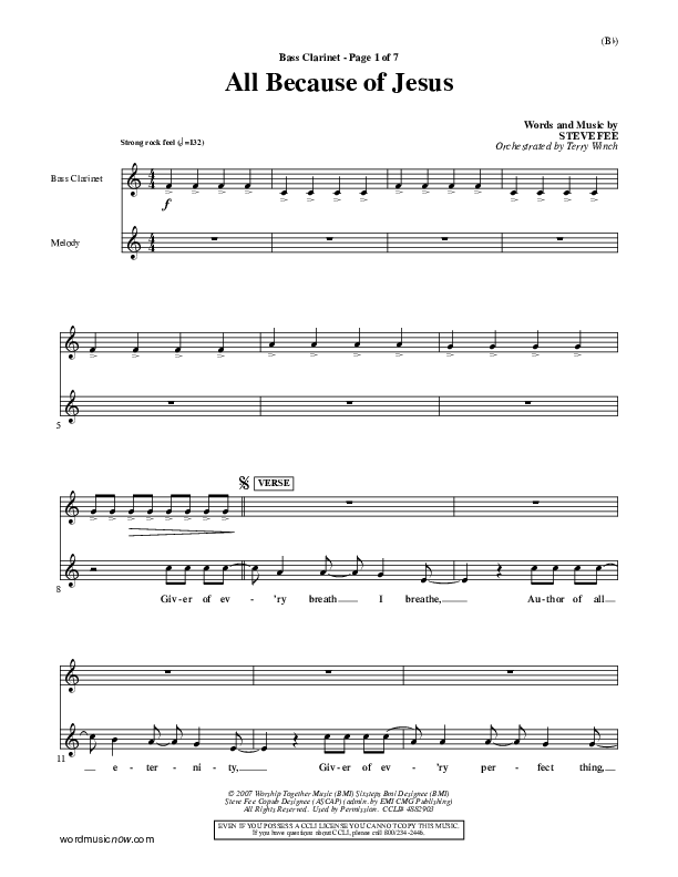 All Because Of Jesus Bass Clarinet (FEE Band)