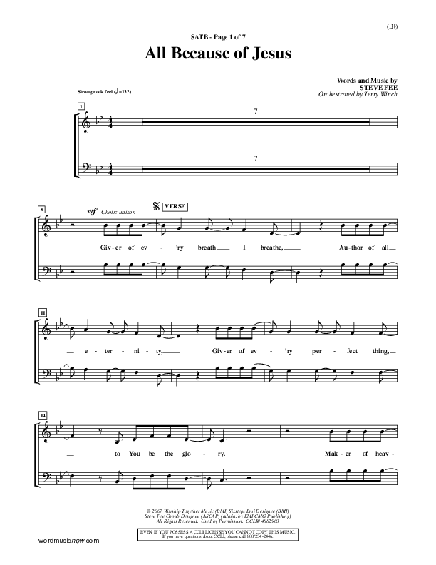 All Because Of Jesus Choir Vocals (SATB) (FEE Band)