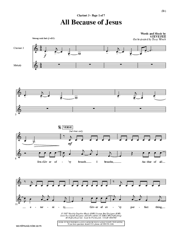 All Because Of Jesus Clarinet 3 (FEE Band)