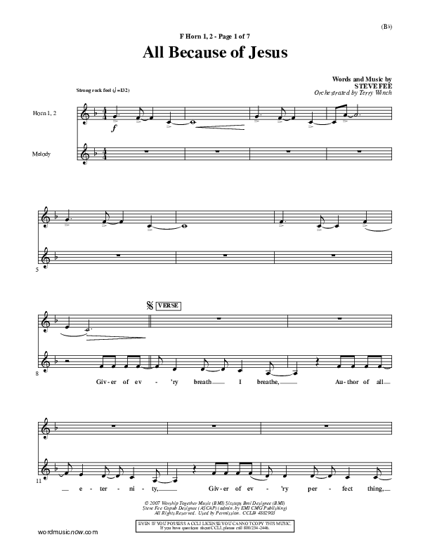 All Because Of Jesus French Horn 1/2 (FEE Band)