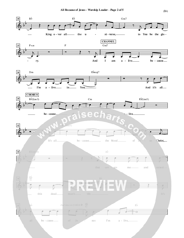 All Because Of Jesus Lead Sheet (FEE Band)