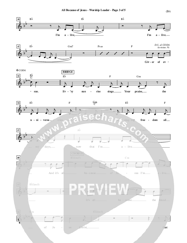 All Because Of Jesus Lead Sheet (FEE Band)