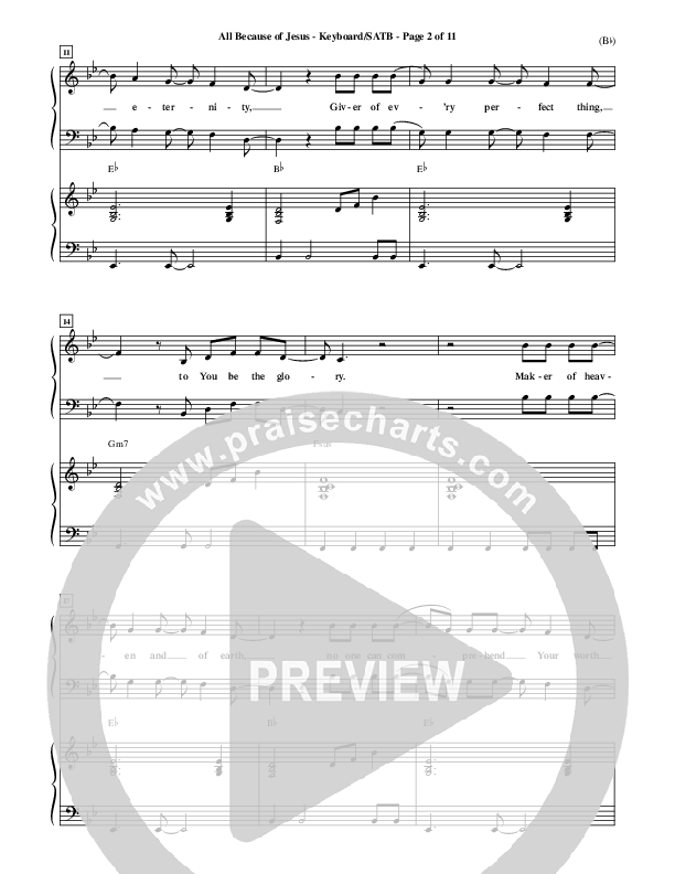 All Because Of Jesus Piano/Vocal (SATB) (FEE Band)