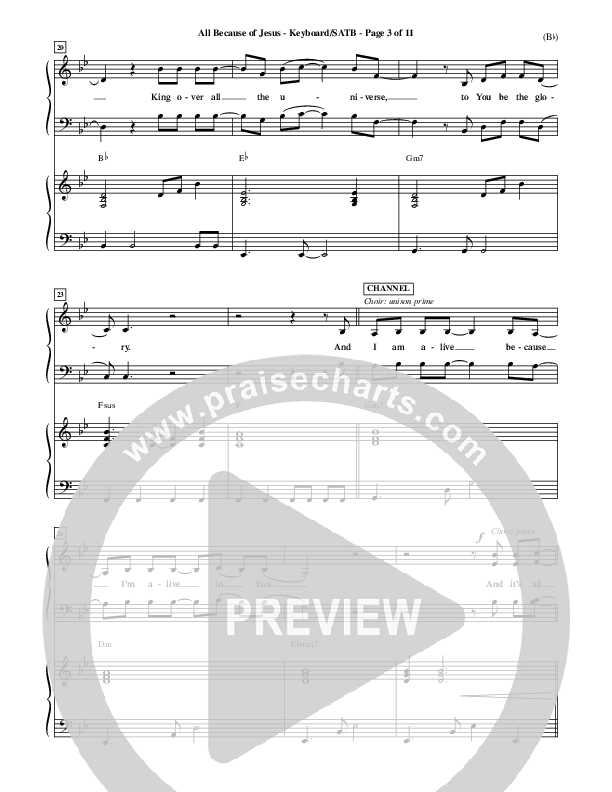All Because Of Jesus Piano/Vocal (SATB) (FEE Band)