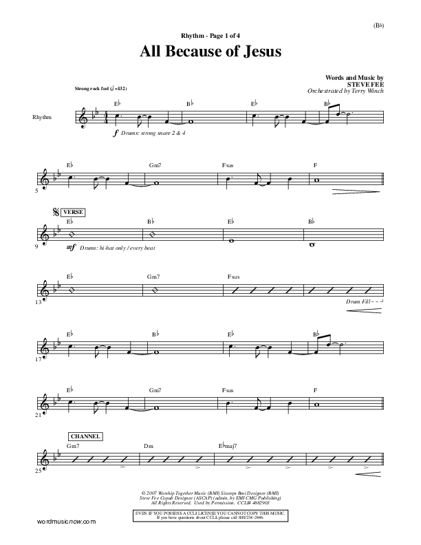 All Because Of Jesus Rhythm Chart (FEE Band)