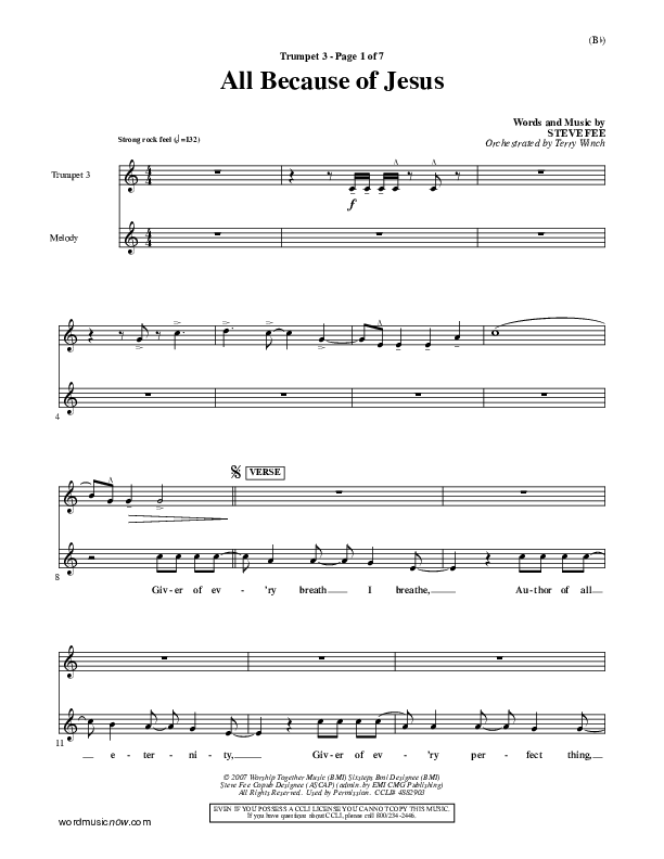 All Because Of Jesus Trumpet 3 (FEE Band)