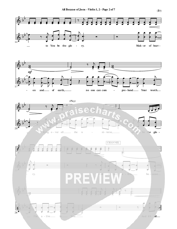 All Because Of Jesus Violin 1/2 (FEE Band)