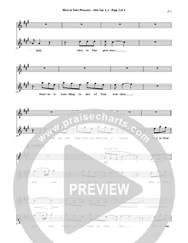 Here In Your Presence Alto Sax 1/2 (Jon Egan)