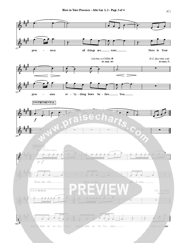 Here In Your Presence Alto Sax 1/2 (Jon Egan)