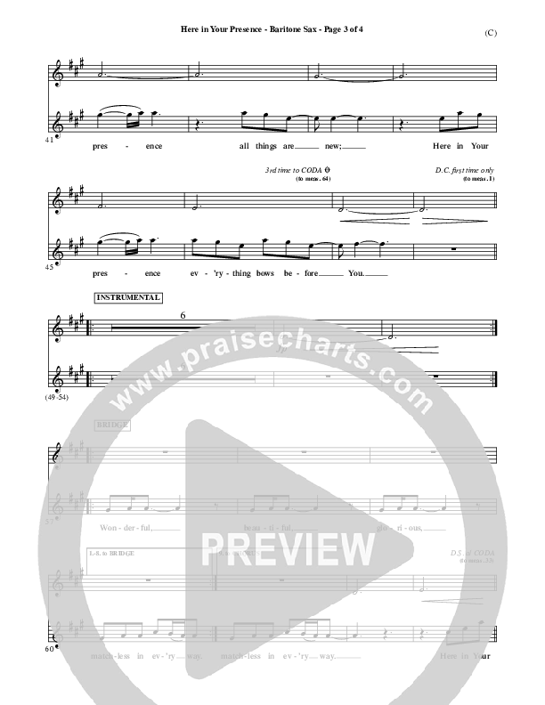 Here In Your Presence Bari Sax (Jon Egan)