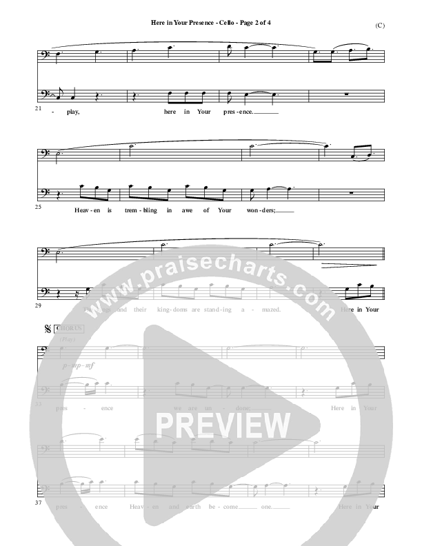 Here In Your Presence Cello (Jon Egan)