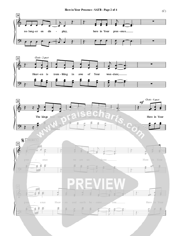 Here In Your Presence Choir Sheet (SATB) (Jon Egan)