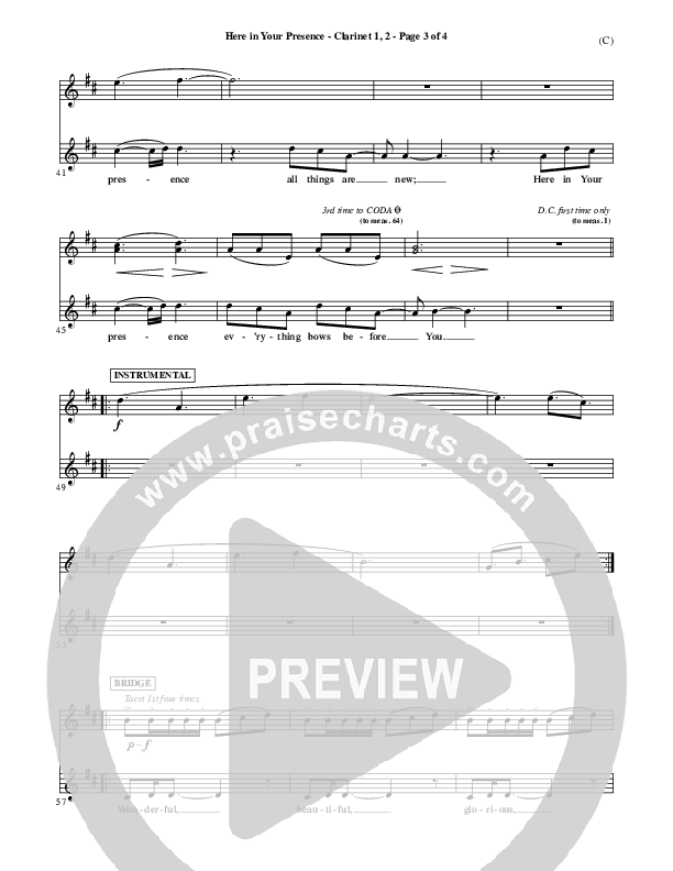 Here In Your Presence Clarinet 1/2 (Jon Egan)