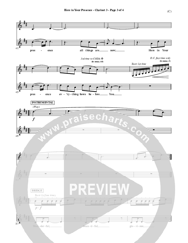 Here In Your Presence Clarinet 3 (Jon Egan)