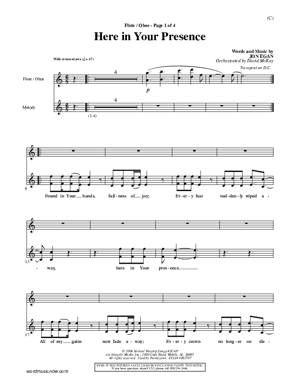 Here In Your Presence Flute/Oboe (Jon Egan)