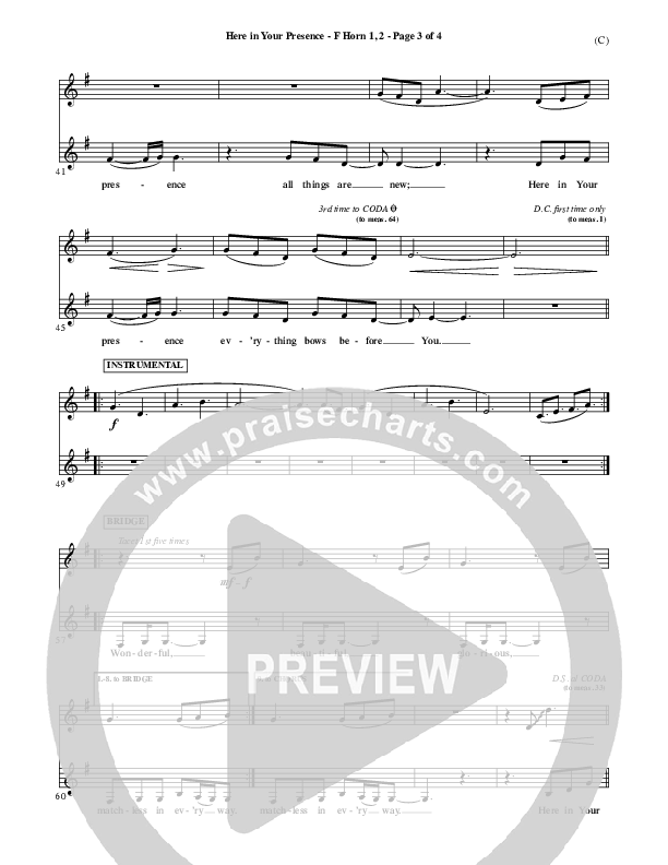 Here In Your Presence French Horn 1/2 (Jon Egan)