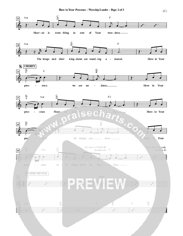 Here In Your Presence Lead Sheet (Jon Egan)