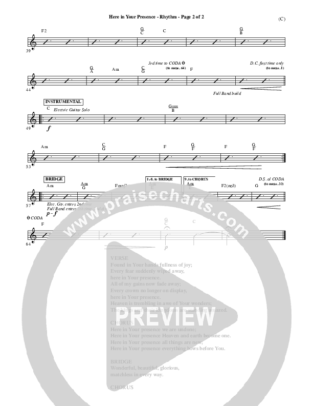 Here In Your Presence Rhythm Chart (Jon Egan)