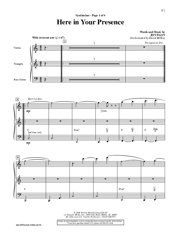 Here In Your Presence Synth (Jon Egan)