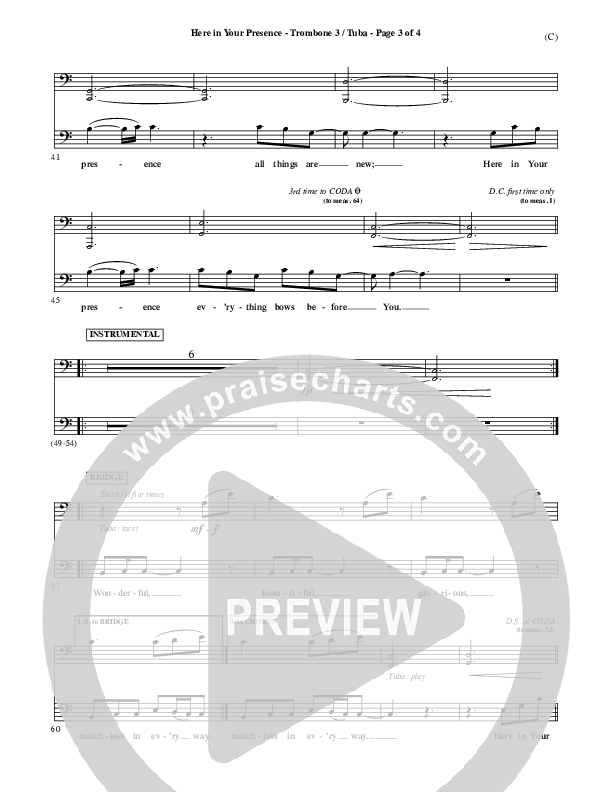 Here In Your Presence Trombone 3/Tuba (Jon Egan)