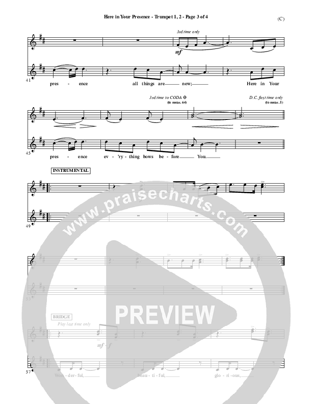 Here In Your Presence Trumpet 1,2 (Jon Egan)