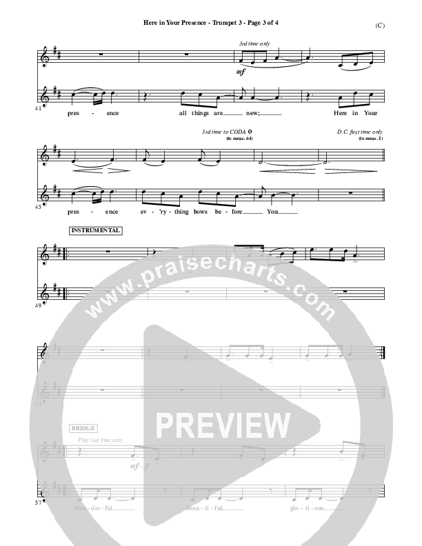 Here In Your Presence Trumpet 3 (Jon Egan)